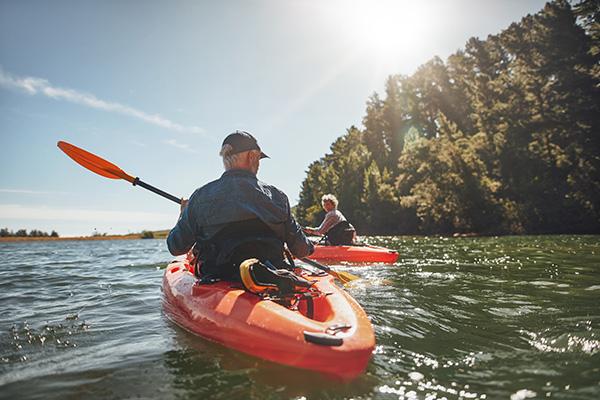 Couple in kayaks